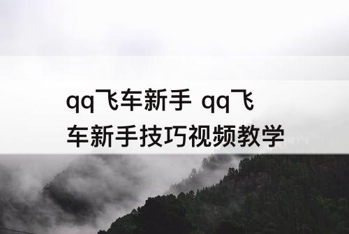 qq飞车新手 qq飞车新手技巧视频教学