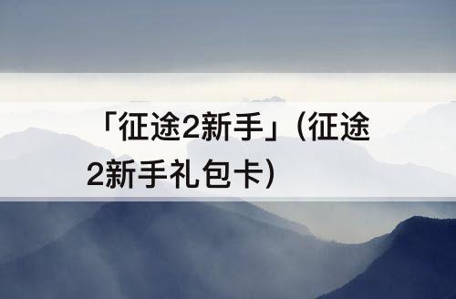 「征途2新手」(征途2新手礼包卡)