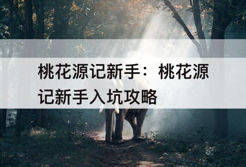 桃花源记新手：桃花源记新手入坑攻略
