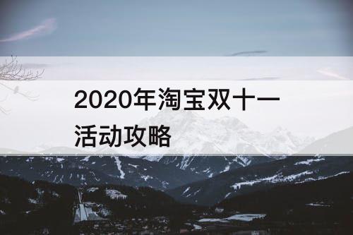 2020年淘宝双十一活动攻略
