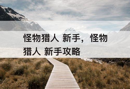 怪物猎人 新手，怪物猎人 新手攻略