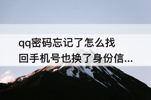qq密码忘记了怎么找回手机号也换了身份信息也不对