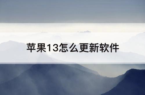 苹果13怎么更新软件