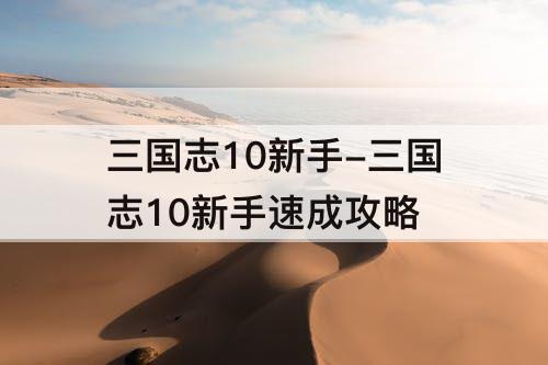 三国志10新手-三国志10新手速成攻略