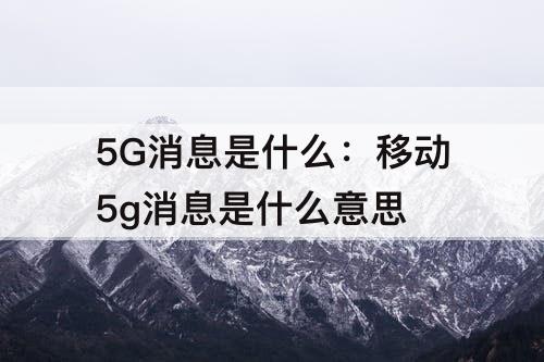 5G消息是什么：移动5g消息是什么意思