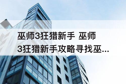 巫师3狂猎新手 巫师3狂猎新手攻略寻找巫医的小屋