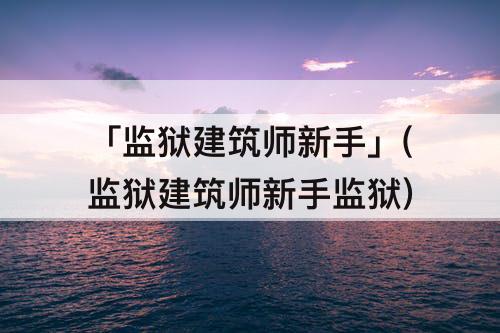 「监狱建筑师新手」(监狱建筑师新手监狱)