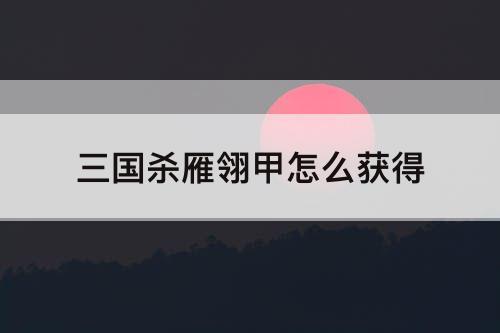 三国杀雁翎甲怎么获得
