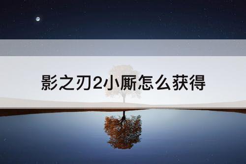 影之刃2小厮怎么获得