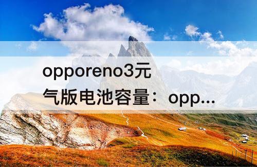 opporeno3元气版电池容量：opporeno3元气版电池容量怎么看