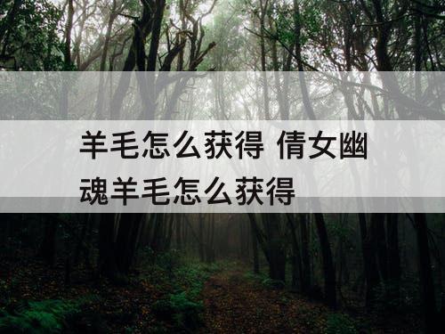 羊毛怎么获得 倩女幽魂羊毛怎么获得