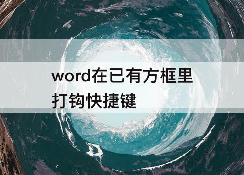 word在已有方框里打钩快捷键