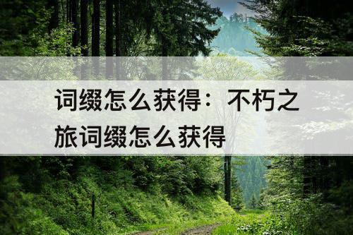 词缀怎么获得：不朽之旅词缀怎么获得