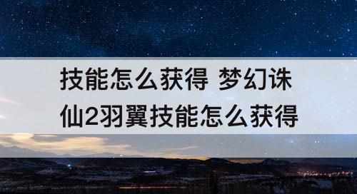技能怎么获得 梦幻诛仙2羽翼技能怎么获得