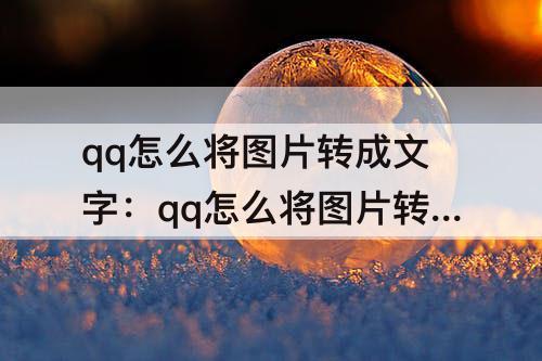 qq怎么将图片转成文字：qq怎么将图片转成文字格式