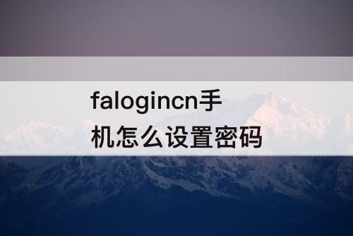 falogincn手机怎么设置密码