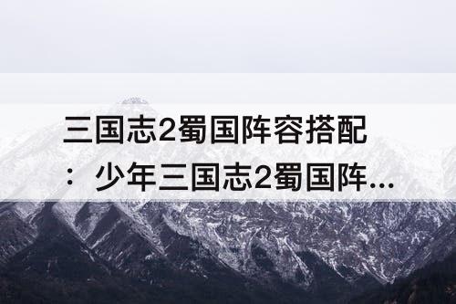 三国志2蜀国阵容搭配：少年三国志2蜀国阵容搭配哪个金色化身