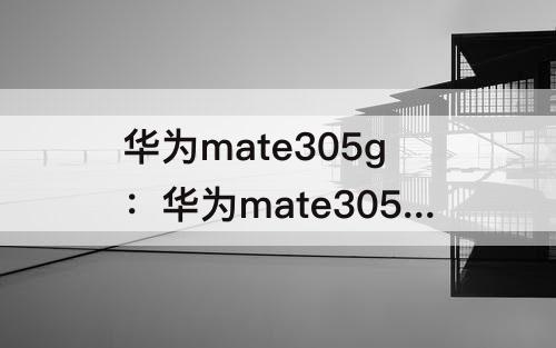 华为mate305g：华为mate305g后面摄像头
