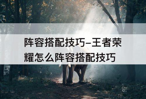阵容搭配技巧-王者荣耀怎么阵容搭配技巧