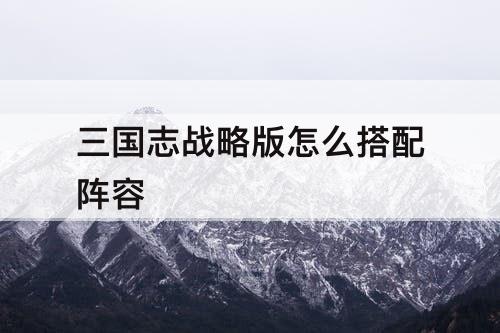三国志战略版怎么搭配阵容
