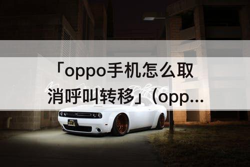 「oppo手机怎么取消呼叫转移」(oppo手机怎么取消呼叫转移设置方法)