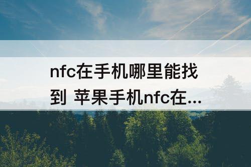 nfc在手机哪里能找到 苹果手机nfc在手机哪里能找到