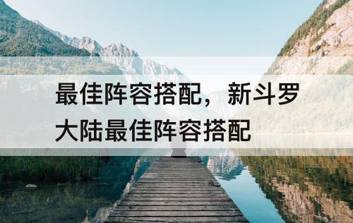 最佳阵容搭配，新斗罗大陆最佳阵容搭配