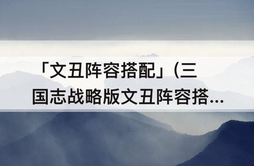 「文丑阵容搭配」(三国志战略版文丑阵容搭配)