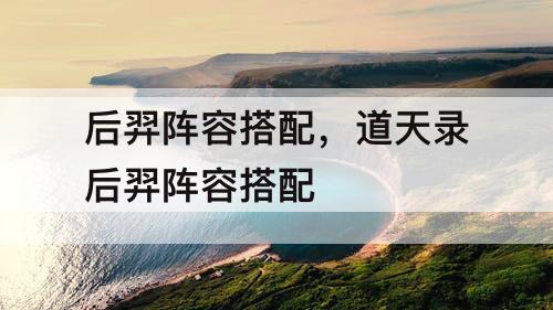 后羿阵容搭配，道天录后羿阵容搭配