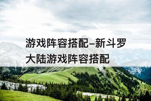 游戏阵容搭配-新斗罗大陆游戏阵容搭配