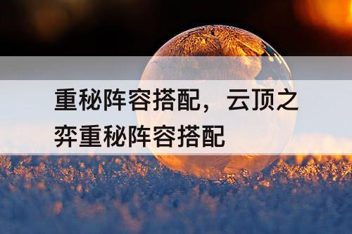 重秘阵容搭配，云顶之弈重秘阵容搭配