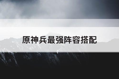 原神兵最强阵容搭配