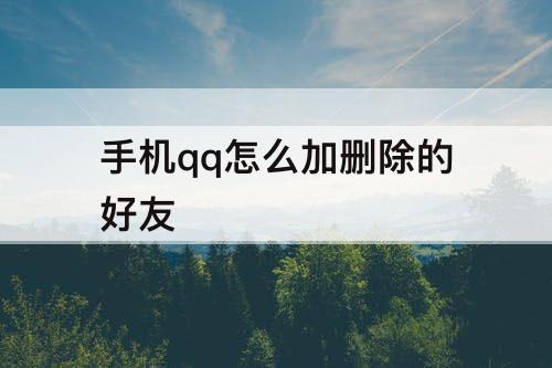 手机qq怎么加删除的好友