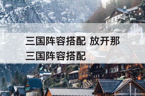 三国阵容搭配 放开那三国阵容搭配