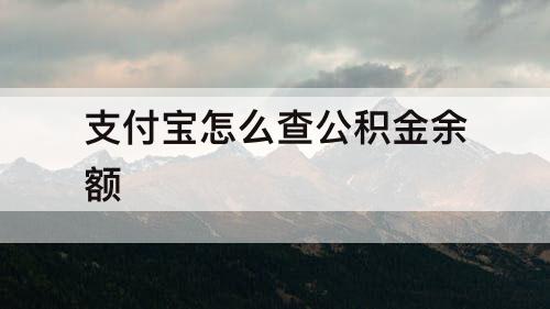 支付宝怎么查公积金余额