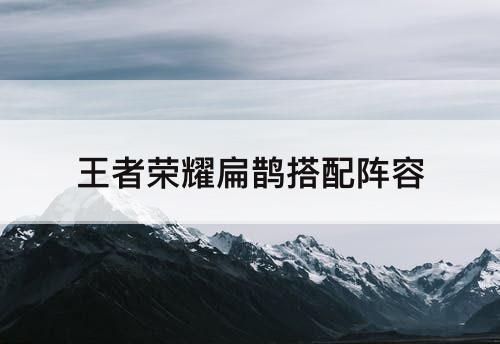 王者荣耀扁鹊搭配阵容