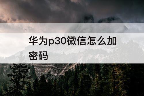华为p30微信怎么加密码