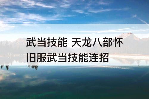 武当技能 天龙八部怀旧服武当技能连招