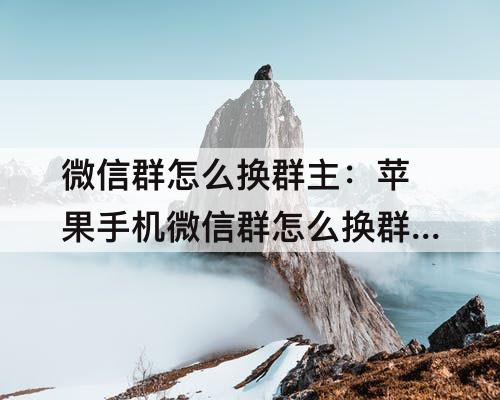 微信群怎么换群主：苹果手机微信群怎么换群主