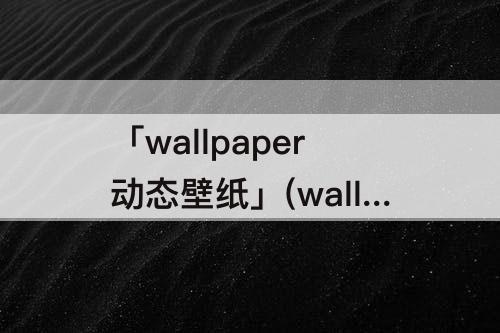 「wallpaper动态壁纸」(wallpaper动态壁纸开机不动)