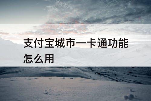 支付宝城市一卡通功能怎么用