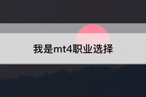我是mt4职业选择