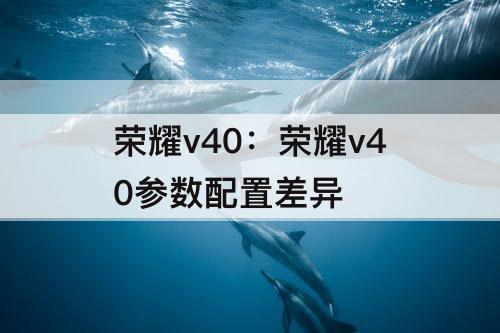 荣耀v40：荣耀v40参数配置差异