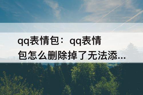qq表情包：qq表情包怎么删除掉了无法添加
