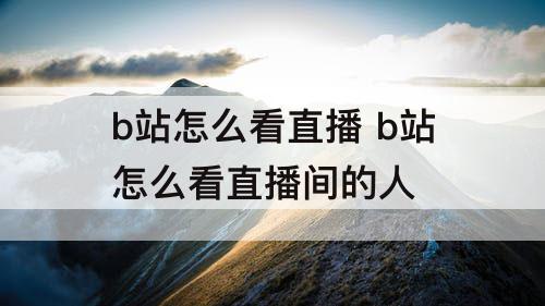 b站怎么看直播 b站怎么看直播间的人
