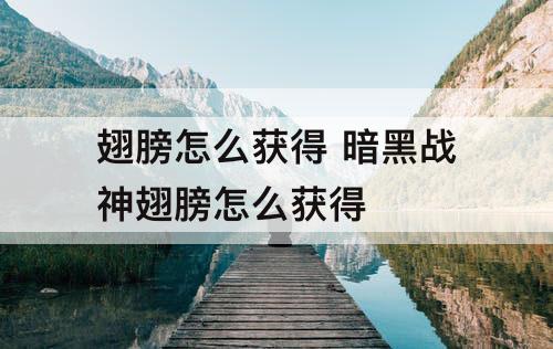 翅膀怎么获得 暗黑战神翅膀怎么获得