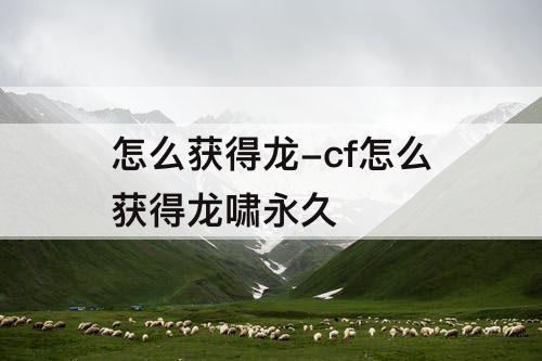 怎么获得龙-cf怎么获得龙啸永久