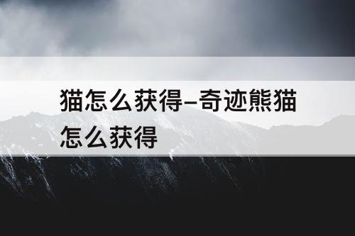 猫怎么获得-奇迹熊猫怎么获得