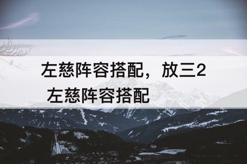 左慈阵容搭配，放三2 左慈阵容搭配