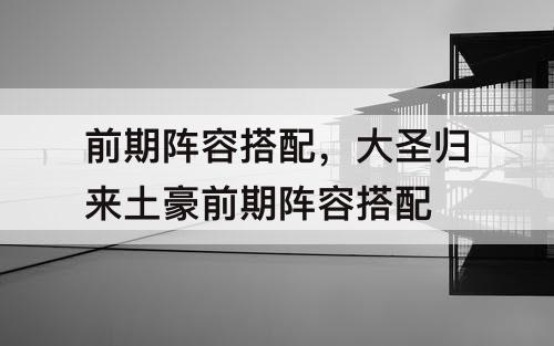 前期阵容搭配，大圣归来土豪前期阵容搭配